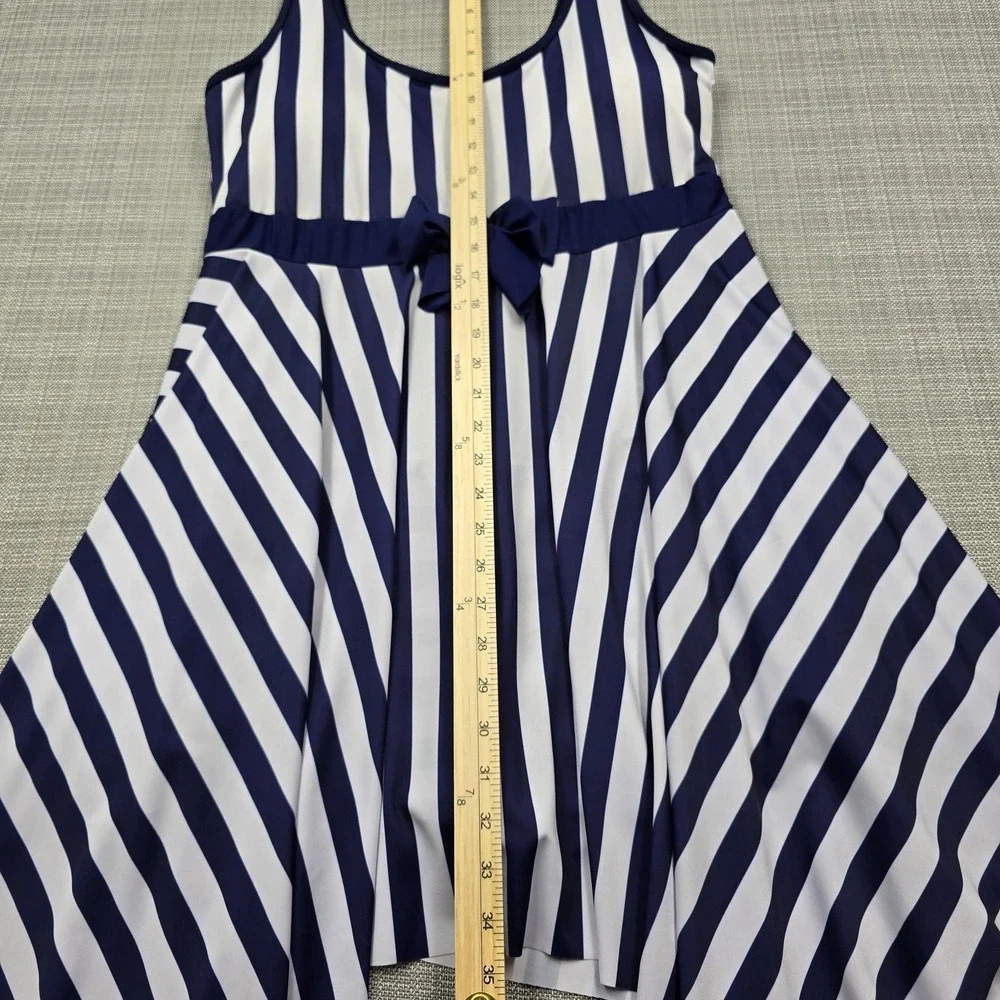 Danify Swimdress Womens 52 Blue White Striped Handkerchief Hem Bow Nautical - Picture 2 of 10